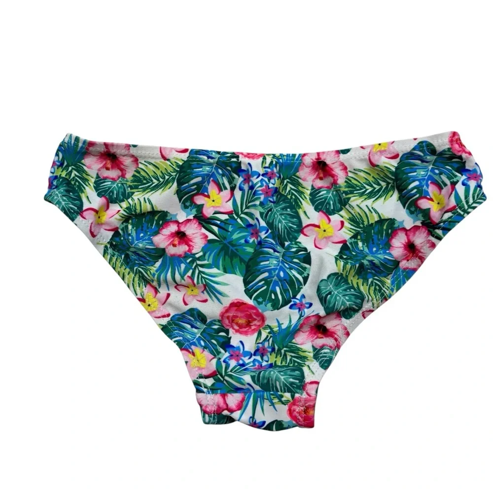 Girls Floral Bow Detail Two‎ Piece Swim Suit Bikini Size 7-8